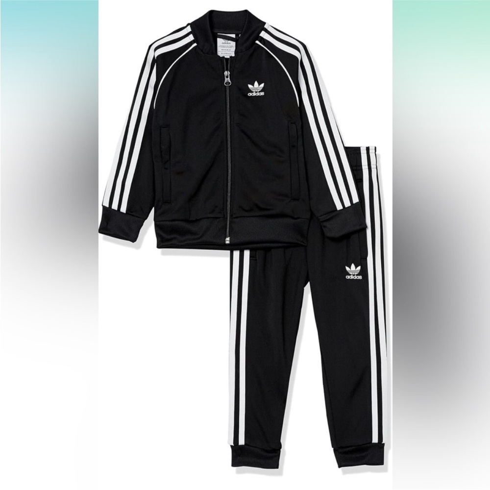 Adidas Child Adicolor Superstar Black Track Jacket Pants Set Unisex Kid Size 4/5